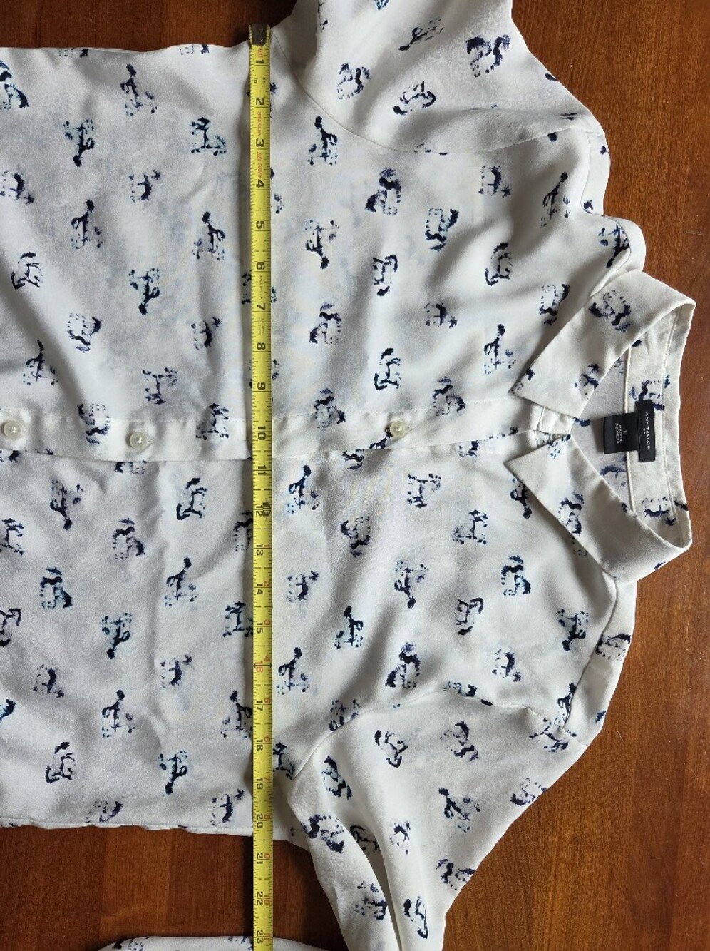 Ann Taylor Button-Down Shirt with Navy Blue Horses - Picture 5 of 5